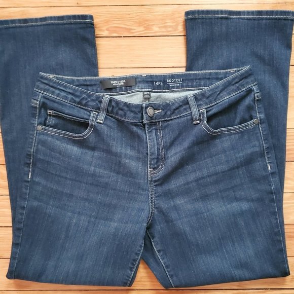 Simply Vera Vera Wang SVVW Mid Rise Boot Cut Jeans Dark Wash Sz 14PS - Picture 4 of 9